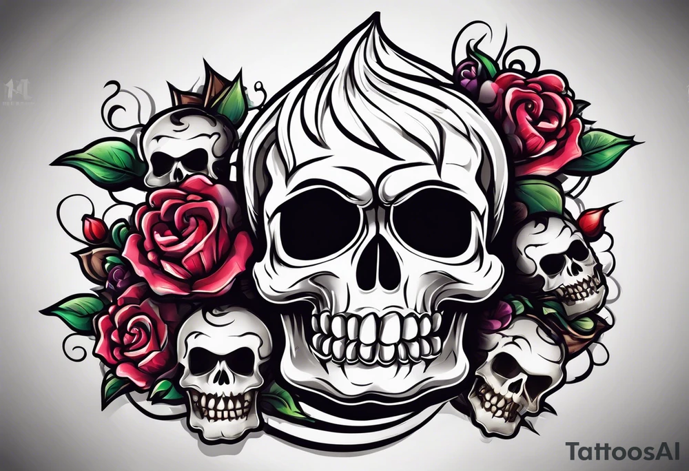 Cupcake with skulls and dark evil imagery tattoo idea