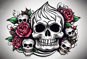 Cupcake with skulls and dark evil imagery tattoo idea