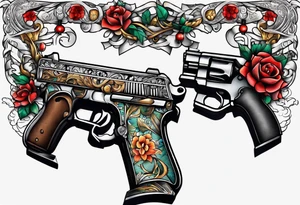 The letters AR with pistols on each side tattoo idea