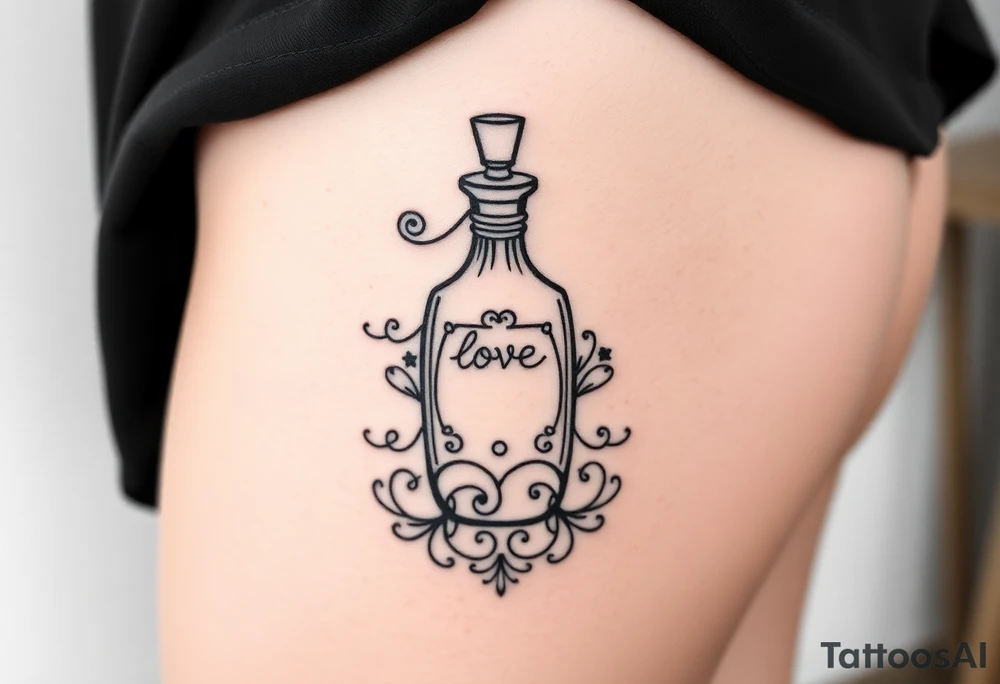 Love potion bottle tattoo idea