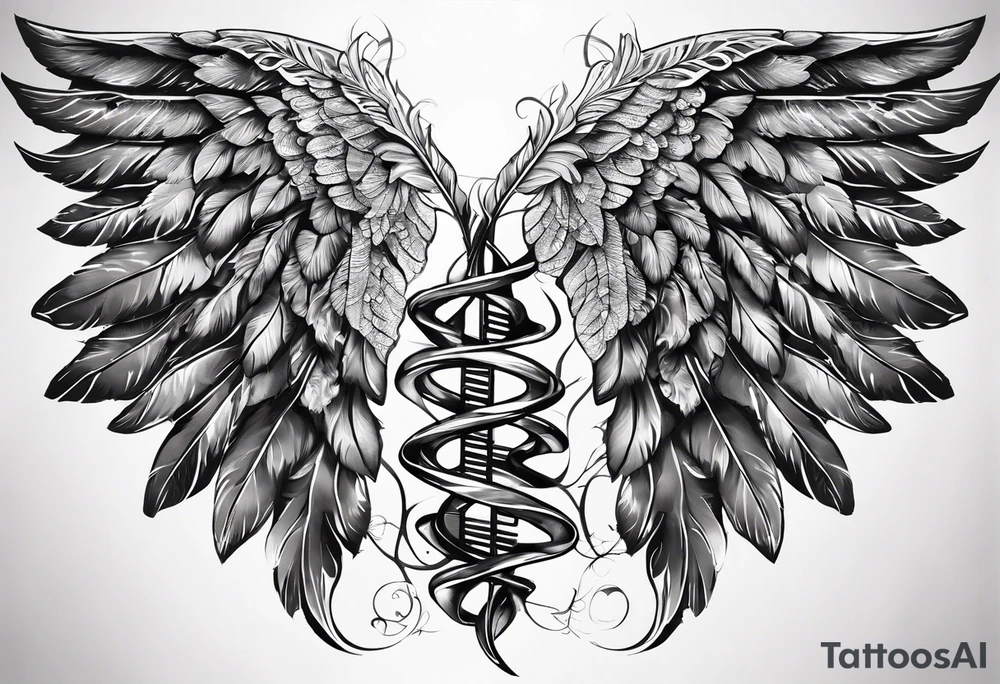 DNA helix made from angel wing.
add leaf tattoo idea