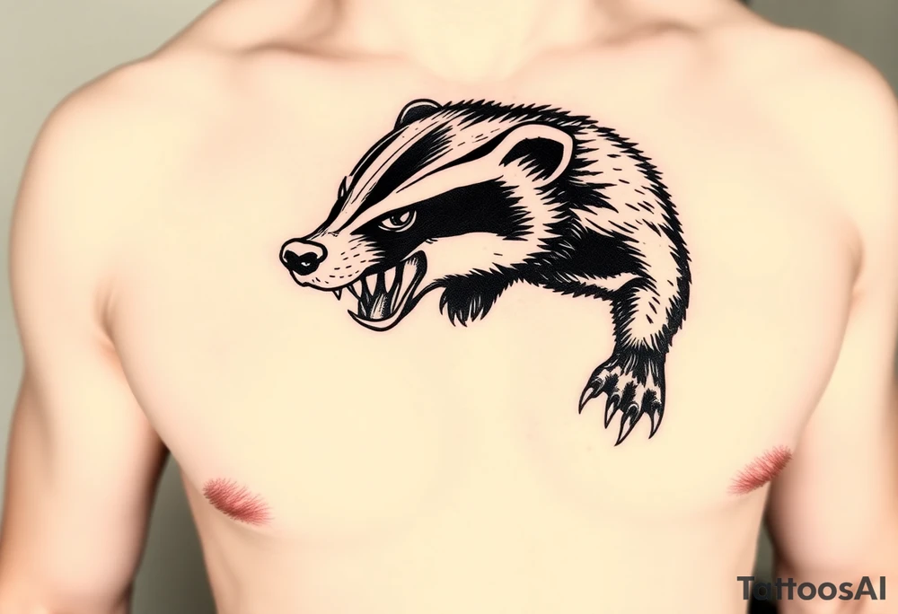 A view of a bloodthirsty honey badger showing its claws tattoo idea