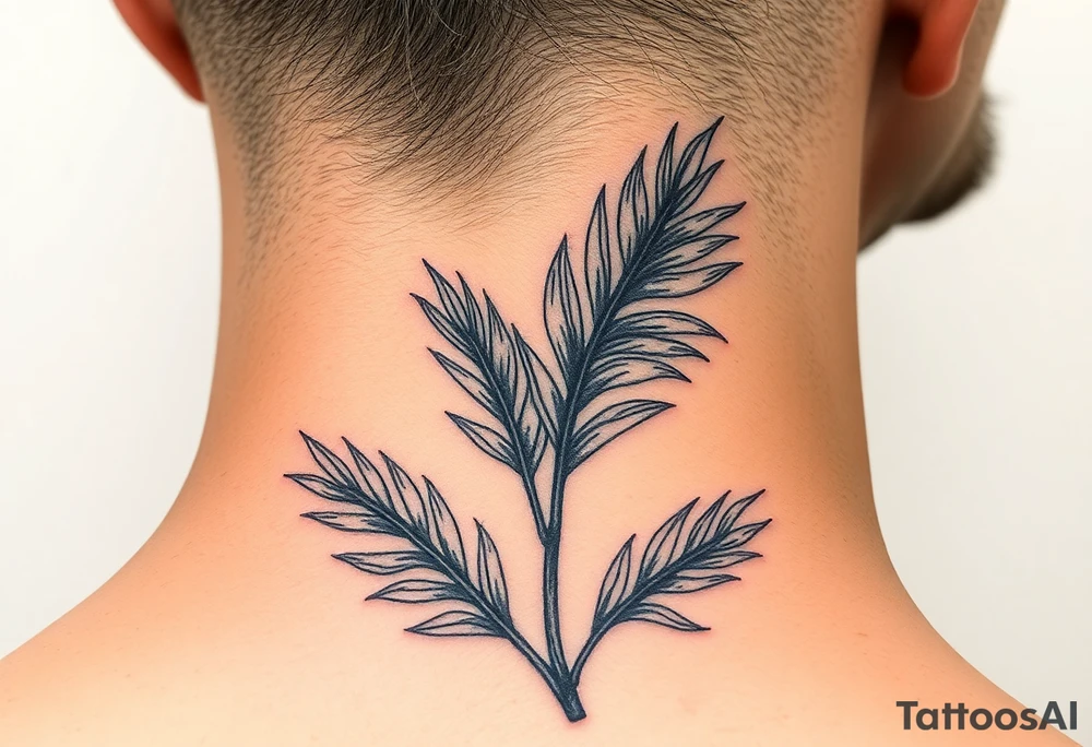 large woven palm leaves tattoo idea