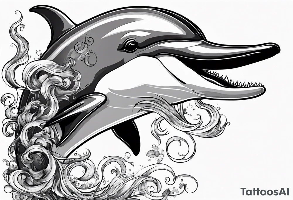 dolphin smoking a cigarette tattoo idea