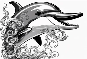 dolphin smoking a cigarette tattoo idea