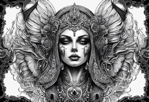 Mujer demonio calavera tattoo idea