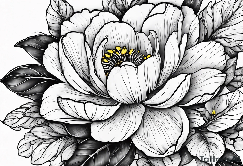 The word manmie in a yellow flower tattoo idea