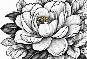 The word manmie in a yellow flower tattoo idea
