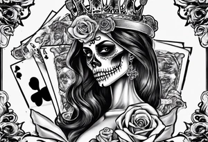 santa la muerta with money and crown
on the card tattoo idea