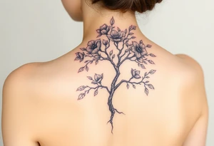 Powerful flower tree with cloud over it on arm tattoo idea