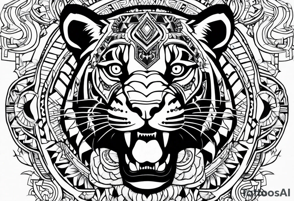 aztec black jaguar sitting tattoo idea