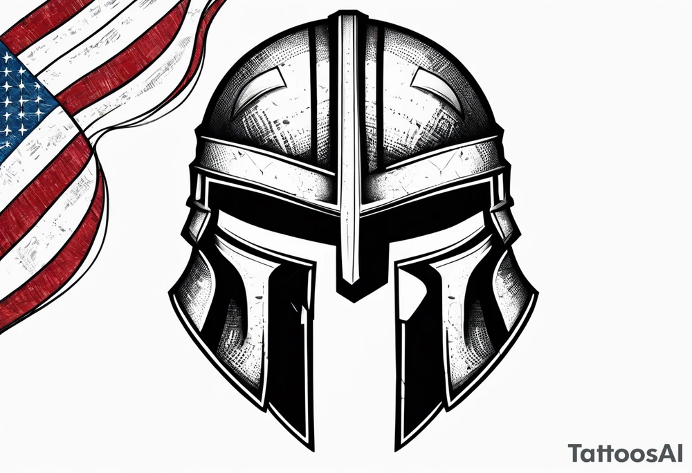 Spartan warrior helmet with American flag tattoo idea