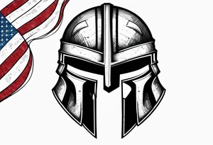 Spartan warrior helmet with American flag tattoo idea