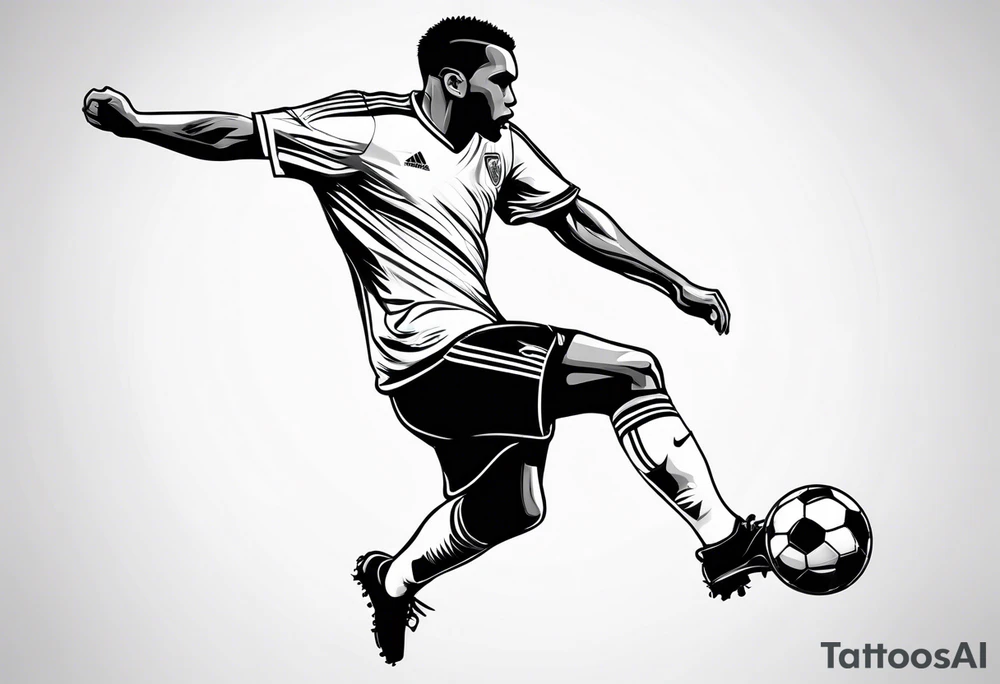 Soccer guy shooting ball tattoo idea