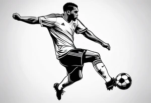 Soccer guy shooting ball tattoo idea