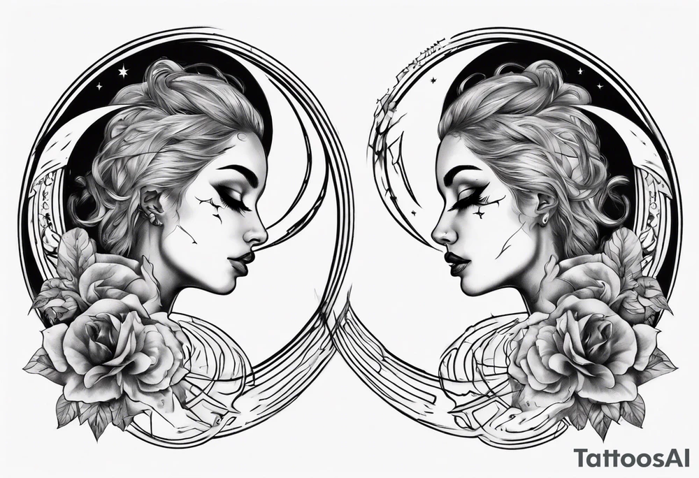 crescent moon with womans face masculine tattoo tattoo idea
