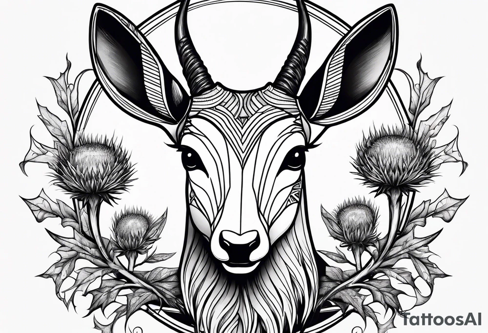Springbok and scottish thistle tattoo idea