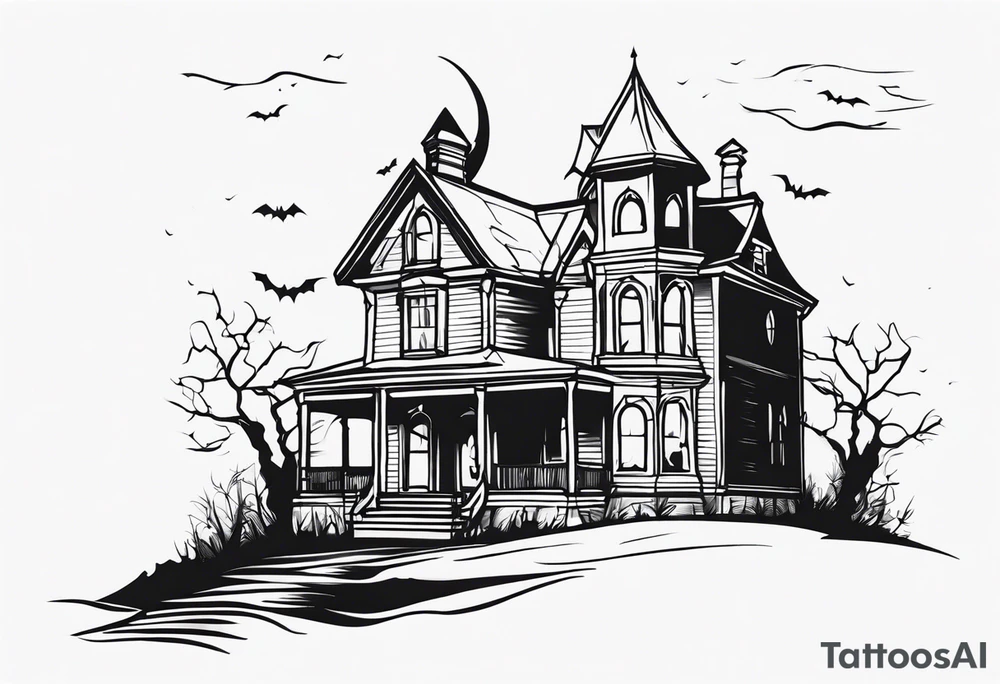 haunted house tattoo idea