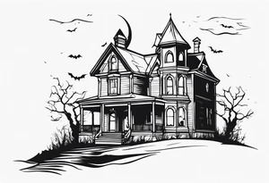 haunted house tattoo idea