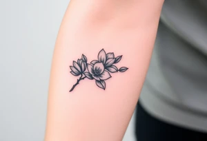 Branch with few magnolia flowers, in different blossom stages tattoo idea