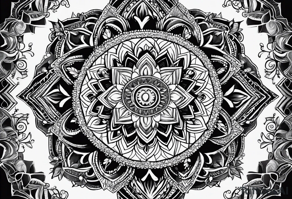 Thick line mandala lace diamond tattoo idea