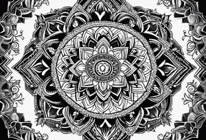 Thick line mandala lace diamond tattoo idea