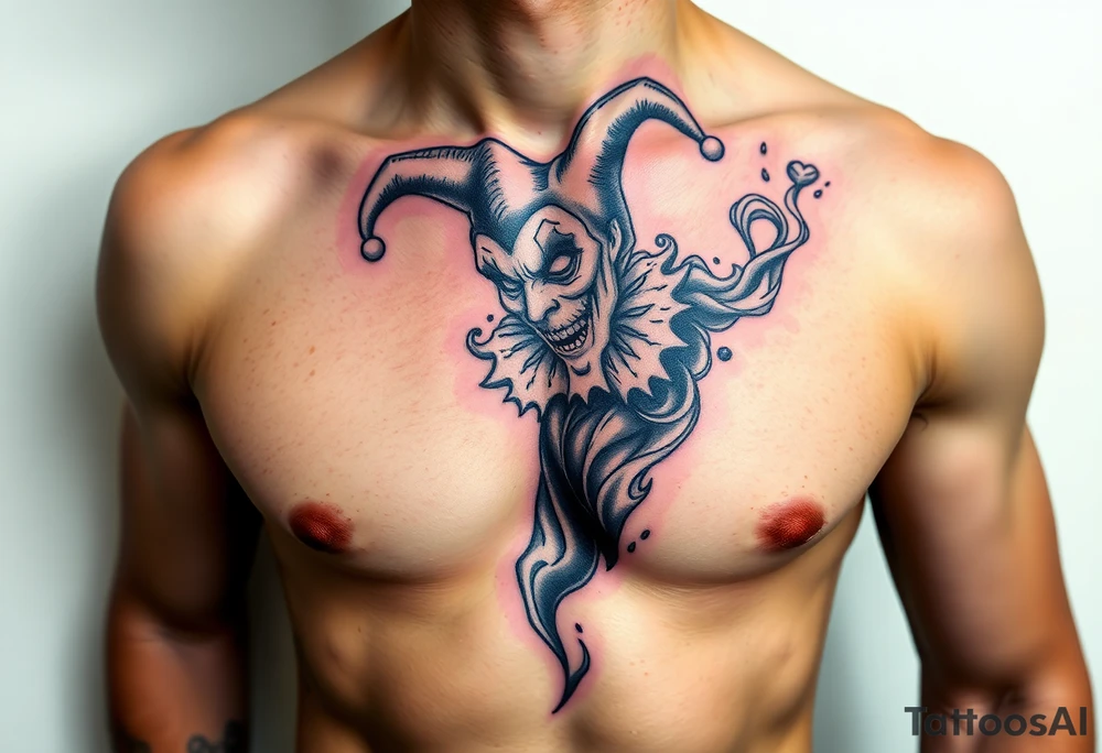 jester coming out of smoke tattoo idea