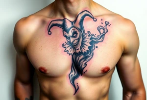 jester coming out of smoke tattoo idea