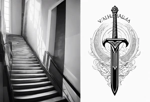 Valhalla sword fog stairs tattoo idea