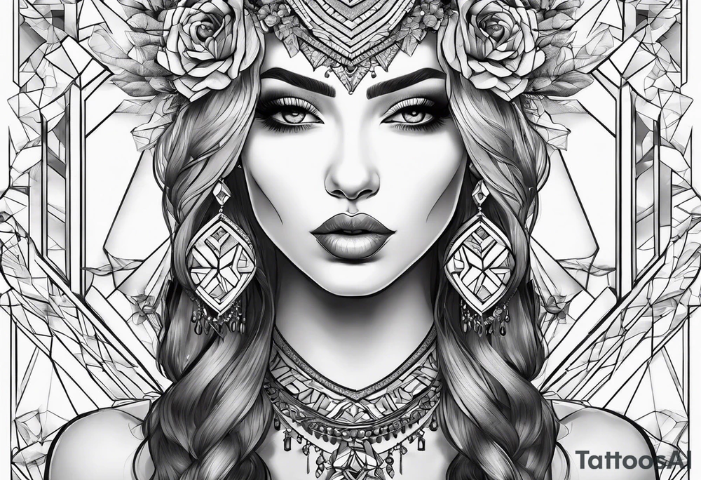 Geometric woman tattoo idea