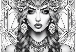 Geometric woman tattoo idea