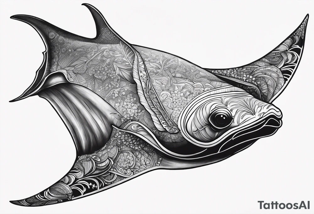 Manta ray swimming tattoo idea