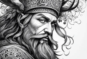 Leshy with gzhel tattoo idea