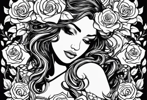 angel, roses, name MARTINA tattoo idea