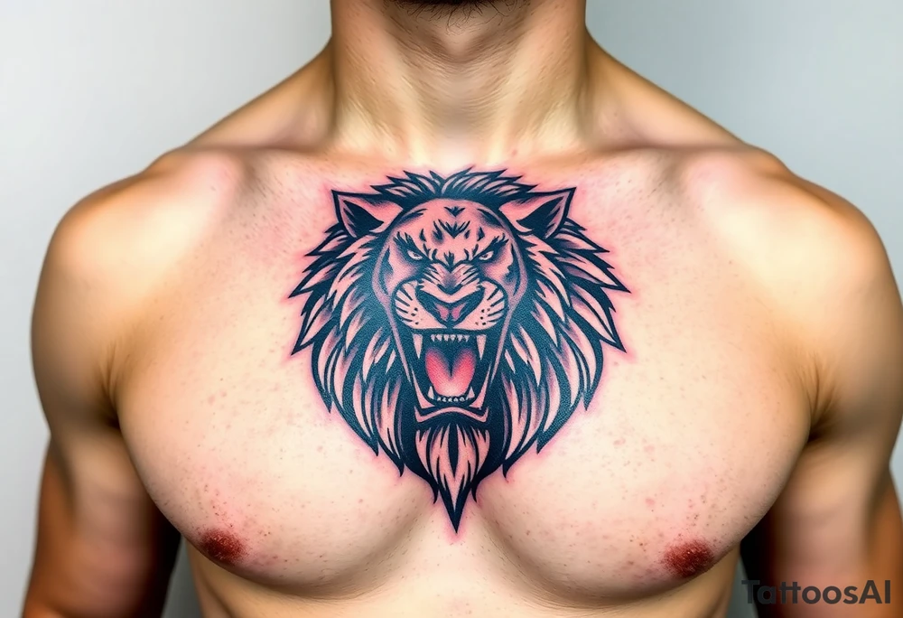 roaring lion crest tattoo idea