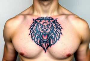 roaring lion crest tattoo idea