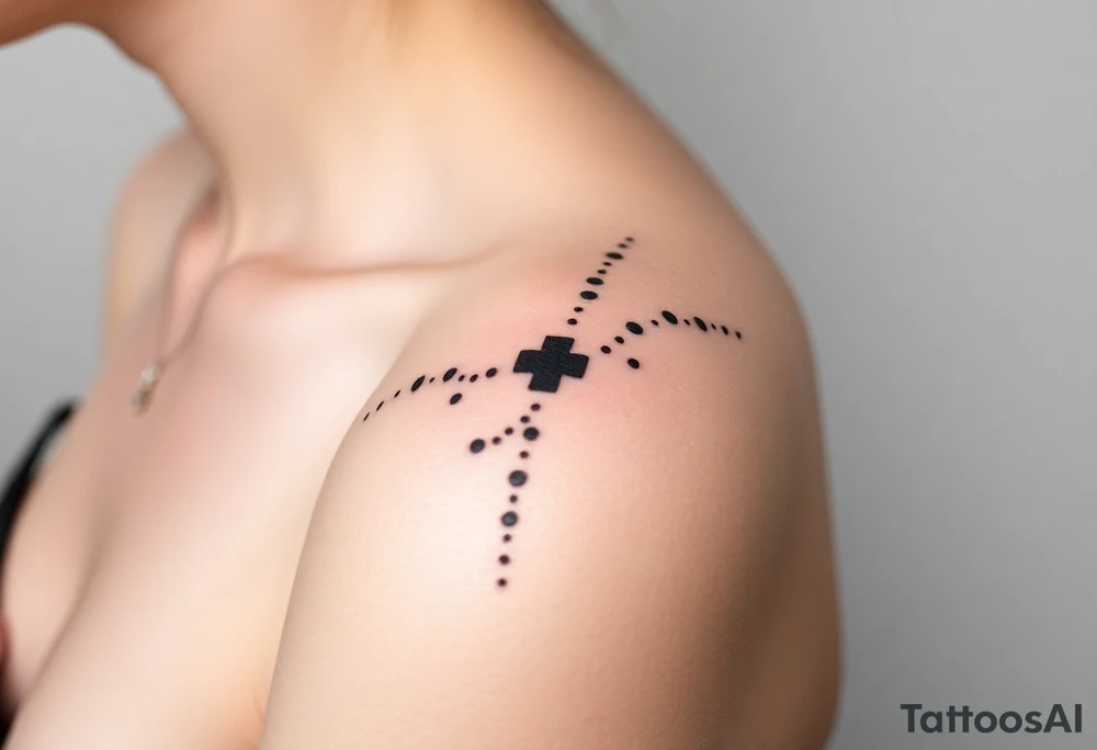 Can you design me a tattoo that represents a woman whose life has been shattered by broken trust, infidelitty, and alcoholism. But everyday she’s working at putting the pieces back together and is held together by her son, and hope for the future tattoo idea