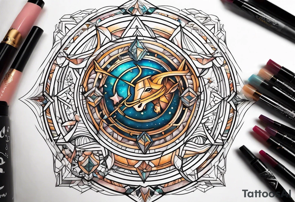 Sagittarius and cancer zodiac sign half sleeve tattoo idea