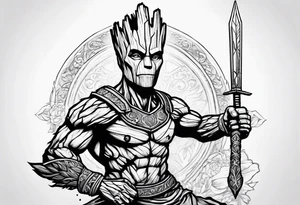 Groot greek warrior with sword tattoo idea