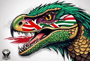 Old school Raptor eating palestine flag tattoo idea