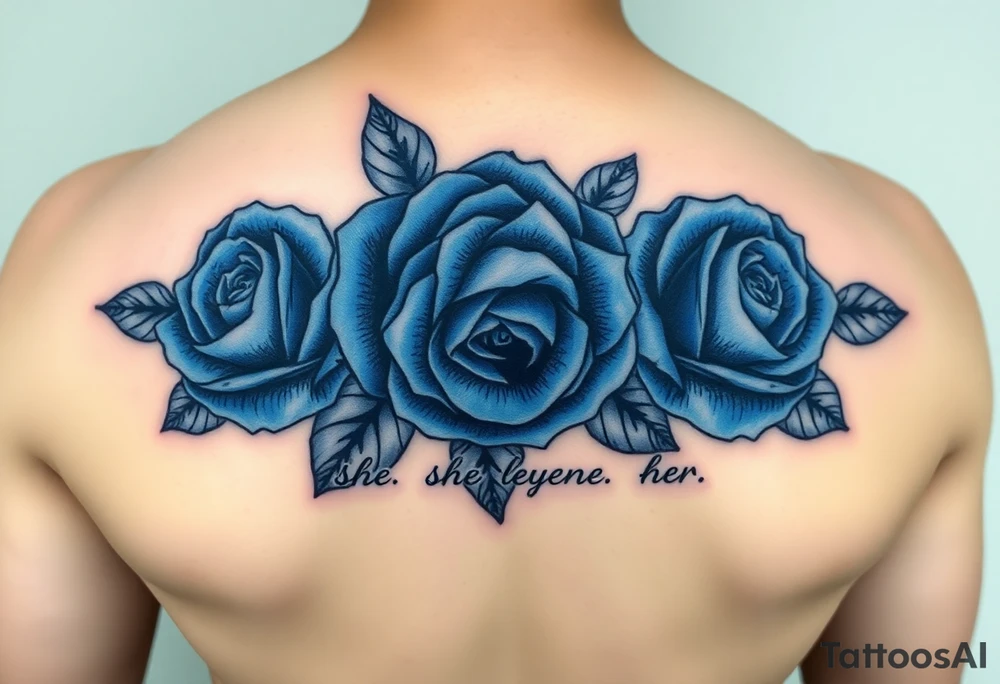 blue roses with the quote She overcame everything that tried to destroy her tattoo idea