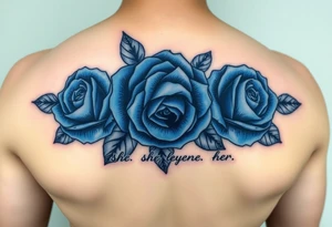 blue roses with the quote She overcame everything that tried to destroy her tattoo idea