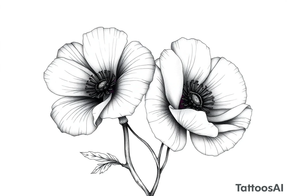 Violet and poppy tied together tattoo idea