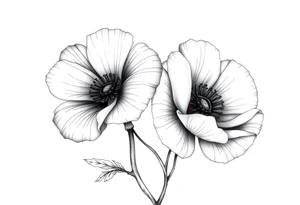 Violet and poppy tied together tattoo idea