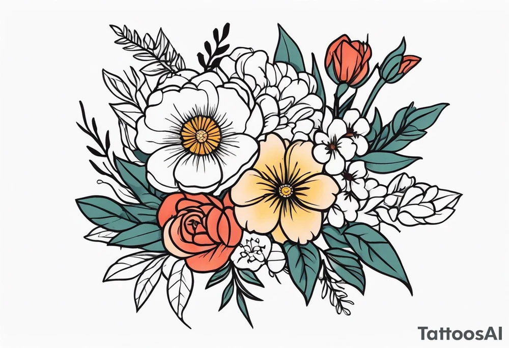 Traditional flower arrangements tattoo idea