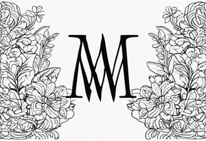 Draw the initials M.H. & M.E.  accompanied by the writing simul in aeternum tattoo idea