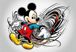 mickey mouse fighting tattoo idea