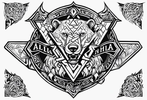 Sword shield dragon Valhalla valknut bear tattoo idea