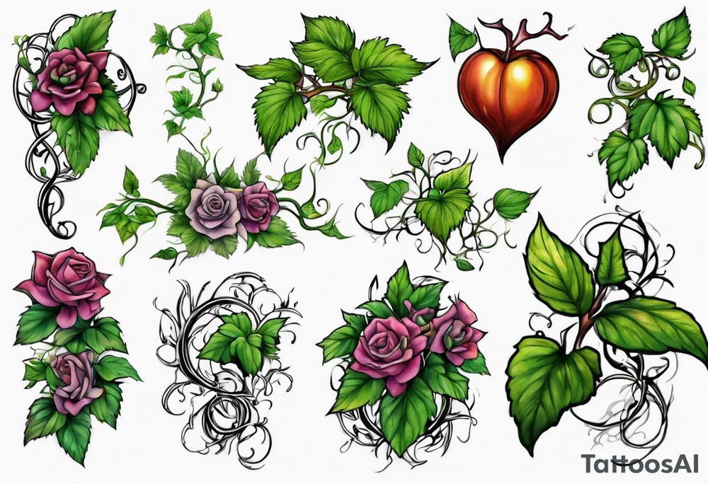 Plant powered with growing vines tattoo idea