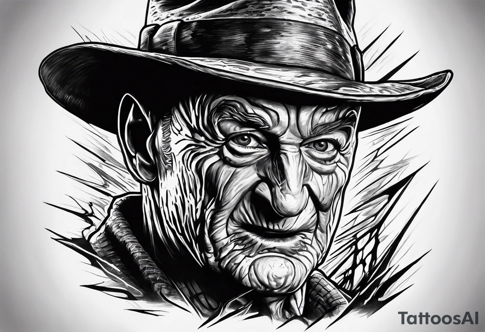 Realistic horror movie Freddy Krueger tattoo idea